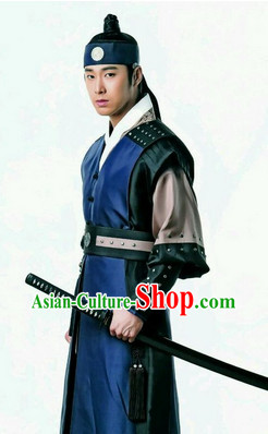 Ancient Korean Imperial Swordsman Hanbok and Headpiece Complete Set for Men
