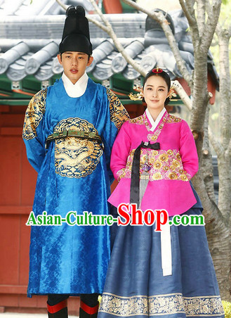Traditional Korean Imperial Hanboks Dresses 2 Complete Sets