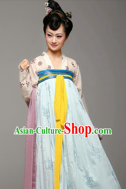 Chinese Traditional Tang Dynasty Female Dresses Complete Set