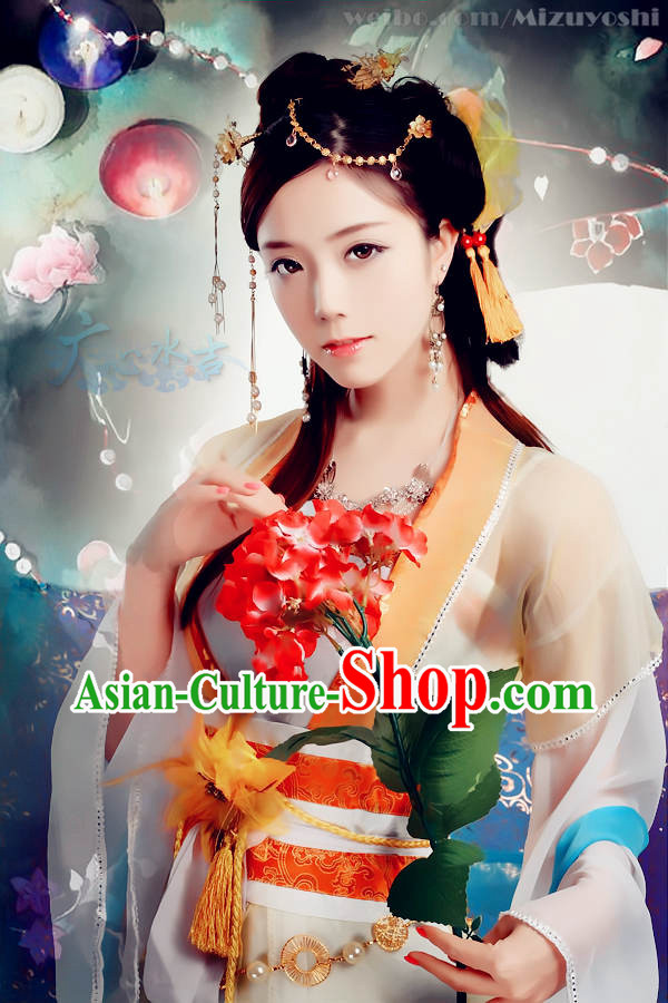 Ancient Chinese Fairy Dancewear and Headwear Complete Set