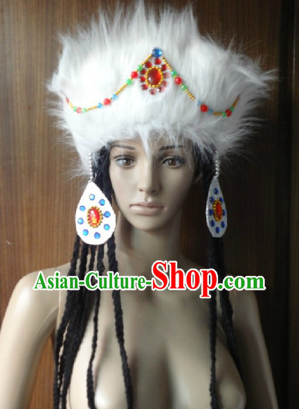 Professional Chinese Ethnic Tibetan Wig and Hat