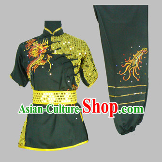 Chinese Classical Dragon Embroidery Kung Fu Dresses Full Set