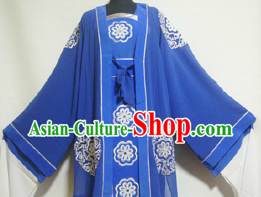 Chinese Ancient Blue Embroidery Clothes for Women