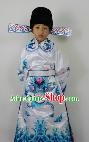 Traditional Chinese Opera Official Costumes and Hat for Kids