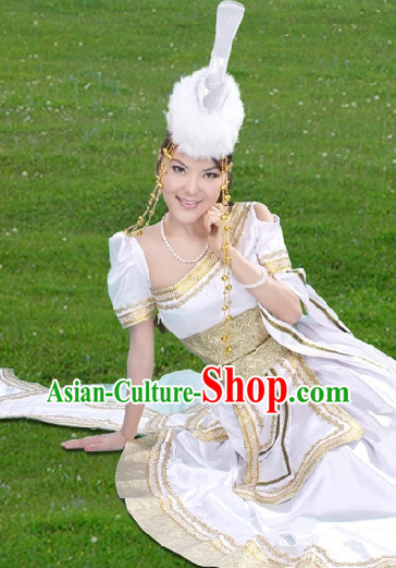 Mongolian Queen Long Dresses and Hat Complete Set