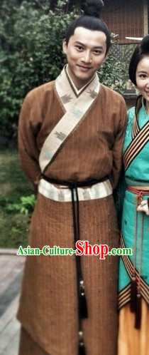 Ancient China Hanfu Long Robe Set for Men