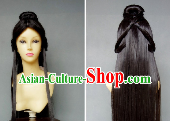 Ancient Chinese Style Long Black Fairy Wig for Girls