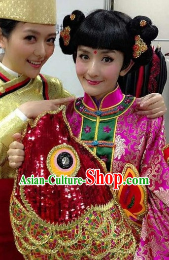 Chinese New Year Celebration Parade Costumes and Headwear Complete Set for Women