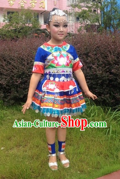 Miao Minority Clothing and Headwear Complete Set for Kids