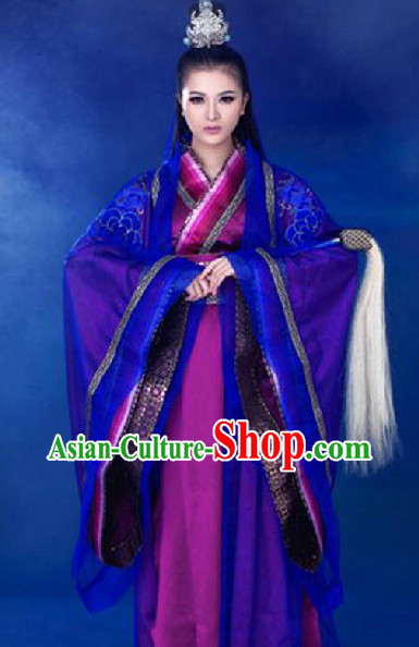 Ancient Chinese Swordswoman Costumes and Headwear Complete Set