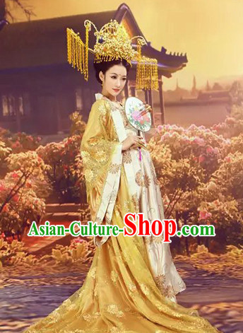Chinese Classical Dance Costumes and Phoenix Coronet for Competition