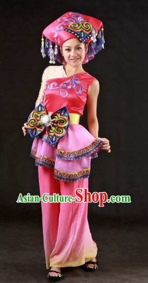 Miao People Dresses and Hat Complete Set for Girls