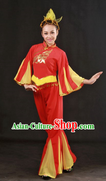 Han Ethnic Minority Stage Costumes and Hat for Girls