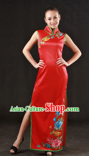 Cheongsam Stage Costumes and Headwear for Girls