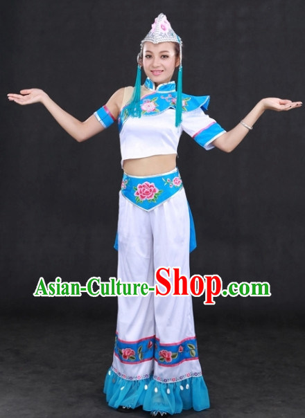 Yi Minority Folk Costumes and Hat Complete Set for Girls