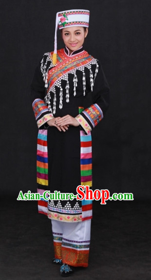 Lagu Ethnic National Dance Costumes and Hat Complete Set for Women