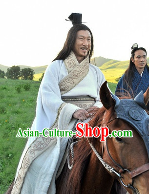 White Long Traditional Hanfu Dressese for Men