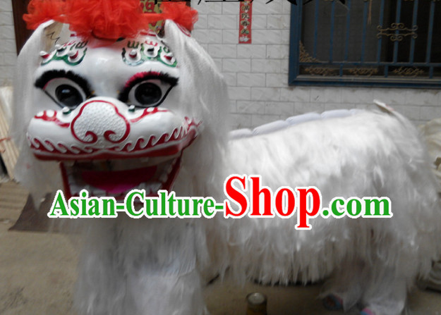 White Northern Lion Dance Costumes Complete Sets for Two People