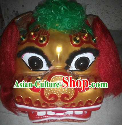 Gold Face Smiling Beijing Lion Dance Head