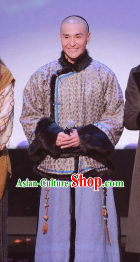 Qing Dynasty Palace Official Costumes and Long Wig Complete Set