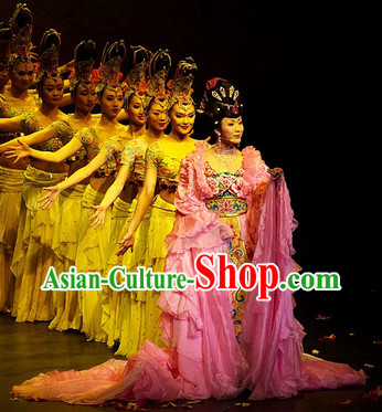 Ancient Chinese Imperial Palace Empress Dance Costumes and Hair Accessories Complete Set