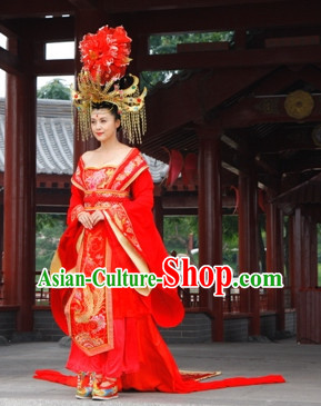 Tang Dynasty Empress Wedding Dress and Hair Accessories Complete Set