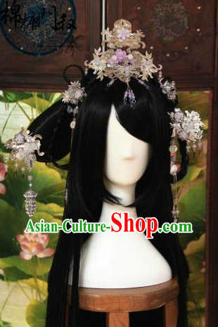 Ancient Chinese Imperial Palace Long Wig and Hair Accessories