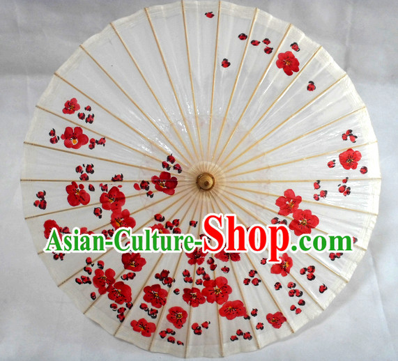 Traditional Chinese Hands Painted Red Flower Umbrella