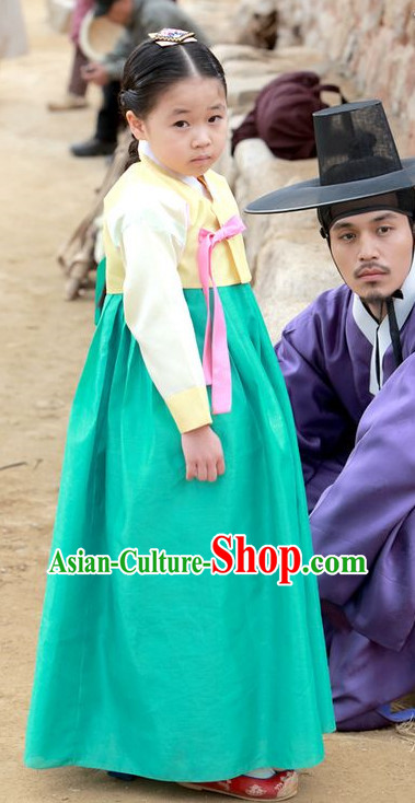 Ancient Korean Hanbok Costumes and Headwear for Kids