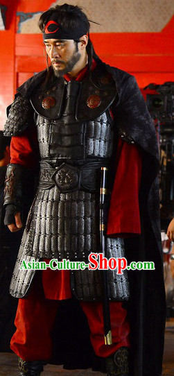 Ancient Korean Palace General Armor Costumes and Headwear Complete Set