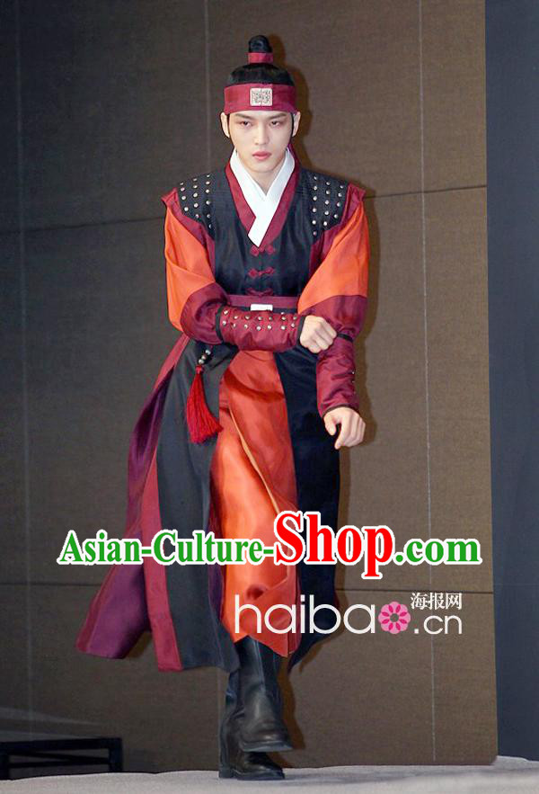 Ancient Korean Swordman Costumes and Headwear Complete Set
