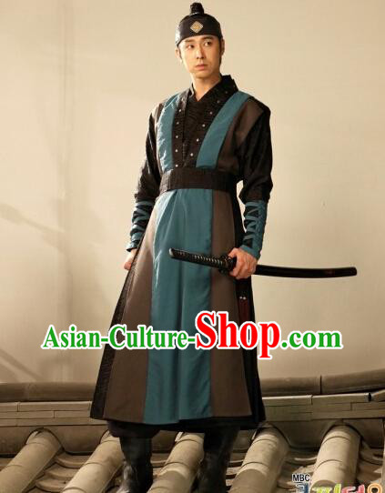 Traditional Korean Swordman Costumes and Headwear Complete Set