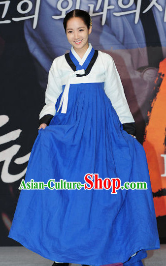 Ancient Korean Blue and White Female Costumes Complete Set
