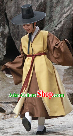 Ancient Korean Handsome Costumes and Hat Complete Set
