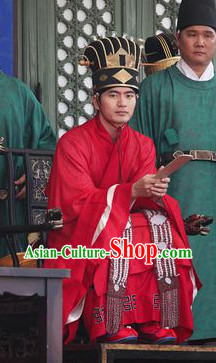 Ancient Korean Government Official Costumes and Hat Complete Set