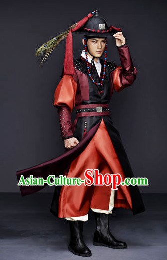 Traditional Korean Swordman Costumes and Hat Korean Male Warrior Costume National Costume of Korea