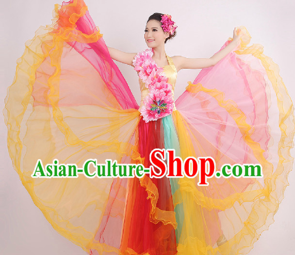 Enchanting Effect Grand Opening Dance Costume and Headwear Complete Set for Women