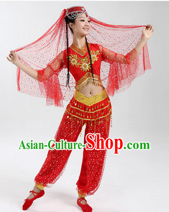 Enchanting Effect Folk Dance Suit and Headwear Complete Set for Women