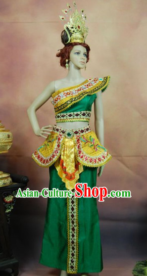 Southeast Asia Traditional Imperial Palace Dance Costumes Complete Set