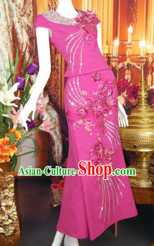 Southeast Asia Traditional Thailand Evening Dresses for Women