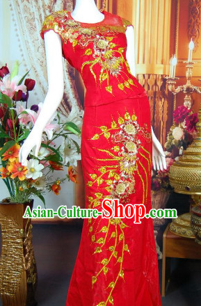 Southeast Asia Traditional Thailand Evening Wedding Dresses for Women