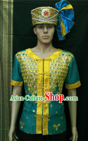 Southeast Asia Traditional Thailand Blouse and Hat for Men