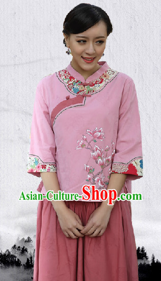 Hands Painted Mandarin Traditional Suit for Women