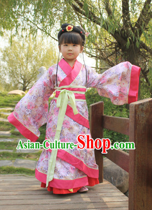 Standard Traditional Hanfu Outfits and Hair Accessories for Kids