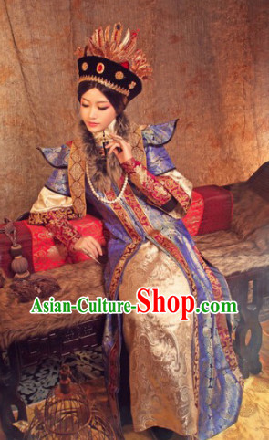Qing Dynasty Empress Clothes and Hat Complete Set