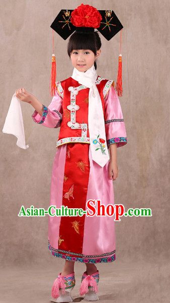 Qing Dynasty Princess Costumes and Headwears for Children