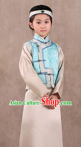 Qing Dynasty Landlord Costumes and Hat for Children