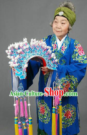 Peking Opera Embroidered Old Woman Costumes Long Robe