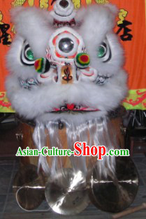 White and Black Ceremonial Fut San Lion Dance Costumes Complete Set