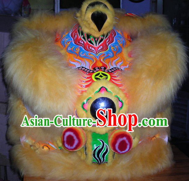 Chinese Lunar Year Celebration Long Wool Lion Dance Costumes Complete Set